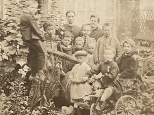 Family Kids in the Garden Tricycle c1865 Photo Stereo Albumin Vintage