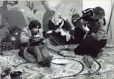 vintage photo .old toys . electric train 