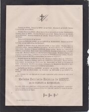 *1883 Death notice Mrs. de MENOU born CAZENAVE by MATHECOULON Pudris Casseuil.