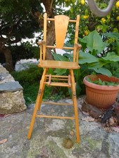 ANCIENNE CHAISE HAUTE EN BOIS DE BEBE JOUET POUR POUPEE ,OURS VINTAGE DECORATION