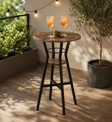 Table haute ronde industrielle - table,