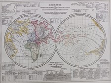 MAPPEMONDE PLANISPHERE  1849