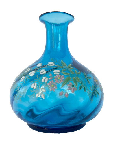 Vase art nouveau verre bleu - vase,