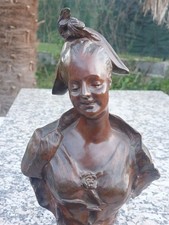 Elegant woman's bust bronze sculpture
