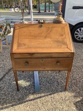 Secrétaire ancien en bois – XIXe siècle / début XXe – cuir marron doré