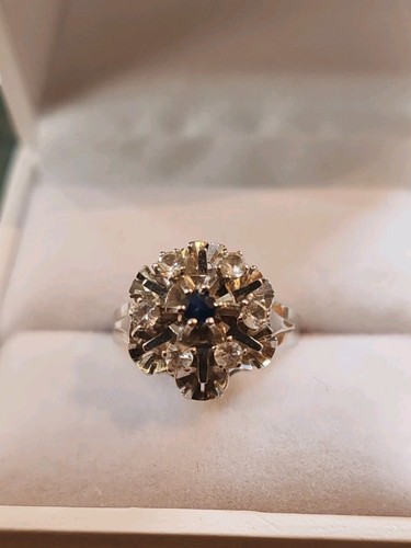 Bague ancienne blanc et - or,
