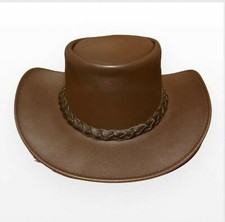 Qualité Premium 100% Véritable Cuir Chapeau Cowboy Marron Foncé Ouest Australien