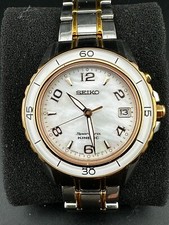 Seiko Sportura Kinetic Quartz MOP Two-Tone Dial 39mm 5M82-0AN0 New Battery!
