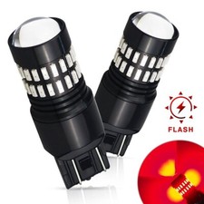AUXITO 7443 Bright Red Flash Strobe Alert Rear Brake Tail Stop LED Light Bulb 2X