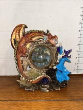 Vtg 8" Collector's Wizard vs Dragon Double Sided Resin Statue Castle Treasure