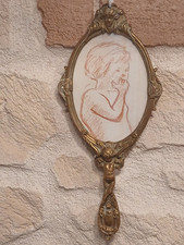 Bronze photo door wall frame decorated with antique oval putti 