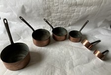 Suite of Six Antique Copper Pots Drums Decoration Kitchen France