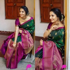 TRADITIONAL PARTY WEAR SOFT SILK INDIAN WEDDING WEAR KANJEEVARAM SAREE SARI