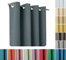 Rideau 140x245 CM Opaque Imitation Du Lin Uni Tentures Doubles Métal Oeillets