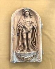 old carved wooden tabernacle door depicting Christ 18th century