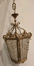 Lustre Pampilles Perles Ancien