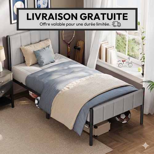 Lit simple 90x190 avec - lit, cm