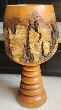 **Vintage Artisan MANZANITA ROOT BURL WOOD Hand Carved Challis or Vase**