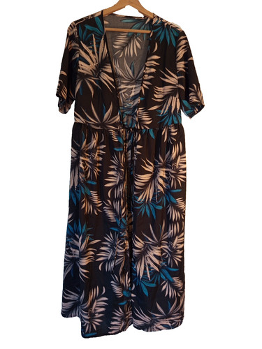 Robe longue tropicale noire - , à