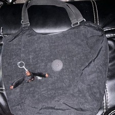 Kipling Art Medium Black Satchel Tote Bag With Monkey Davina