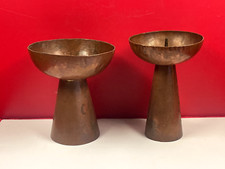 BOUGEOIR x 2  PIQUE CIERGE BRUTALISTE CUIVRE (façon dinanderie)