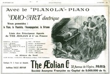 Publicité ancienne Pianola