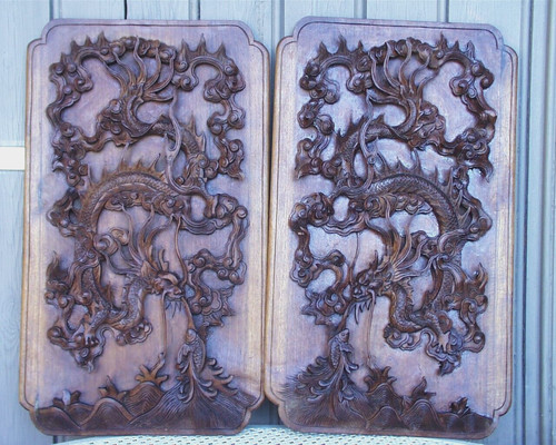 Panneaux bois sculpté dans - bois,