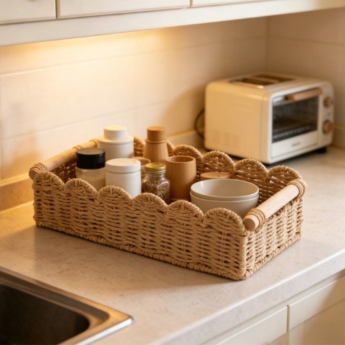 Panier rangement rotin - en,