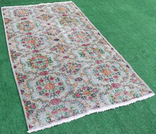 Tapis turc 56''x91'' tapis vintage couleur sourde laine primitive 4'7''x7'6''