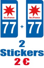 2-STICKERS-PLAQUE-AUTO-IMMATRICULATION-DEPARTEMENT-LOGO 77