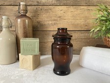 1025⚜️ Decoration Apothecary Pot Lever Airtight Amber Glass Height 18 Cm Vintage