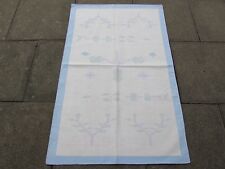 Old Traditionnel Main Fabriqué Indien Dari Oriental Bleu Rose Coton Kilim