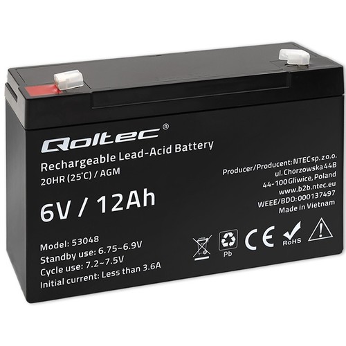 Batterie qoltec agm 12 - agm, v