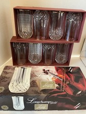 Vtg Longchamp Gold Rim High Ball Drinking Glasses d'Arques Lead Crystal Set 8