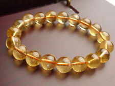Genuine Natural Yellow Citrine Quartz Crystal Gemstone Round Beads Bracelet 8''