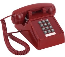 Traditional Red Landline Phone, Retro Corded Telephone Visible Ringing Indicato