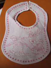 Antique 1900s Red and White Woven Cotton Baby Bib