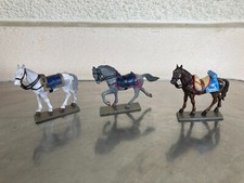 3 CHEVAUX STARLUX FIGURINES EN METAL SUR SOCLE JOUET ANCIEN MINIATURES