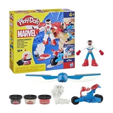 Play-Doh Captain America, coffret Moto tranchante avec figurine flexible, 3 acce