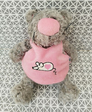 Doudou peluche chat gris rose