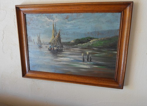 Peinture ancienne marine ecole - ancienne,