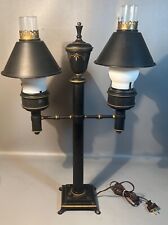 French Dual Arm Tole Lamp Chapman Bouillotte Hand Painted 1940s