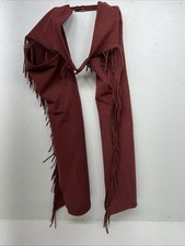 NOS Burgundy Show Chaps With Fringe Adjustable Waist 35” N-19