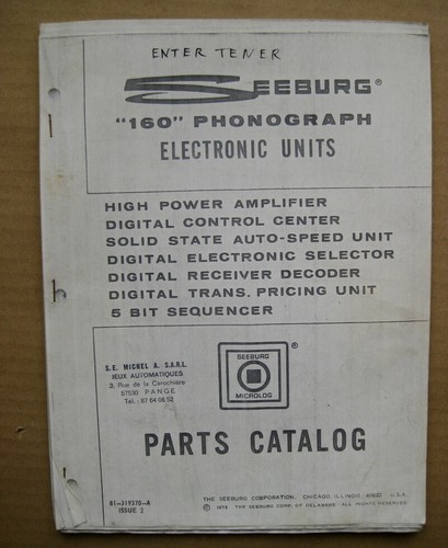 Juke box seeburg parts catalog - juke,