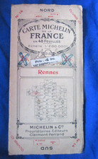 Antique Michelin road map No. 14 RENNES - LA ROUE MICHELIN