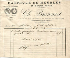 Bordeaux (33) Invoice 1902.Bronnert.Natural bamboo furniture.Deburbe street.