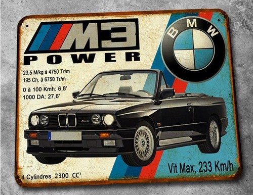 Plaque métal vintage bmw - plaque, m3