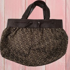 DKNY Sac à Main Marron Moyenne à Double Bandoulière Monogramme en Toile 