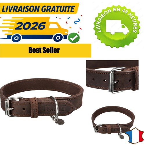 Collier chien cuir - , marron