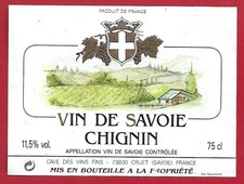 121-16 label wine of SAVOY CHIGNIN CELLAR OF FINE WINES 73800 CRUET